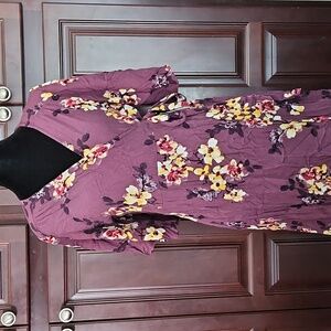 Le Lis Purple Floral Midi Wrap Dress